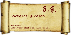 Bartalszky Zalán névjegykártya